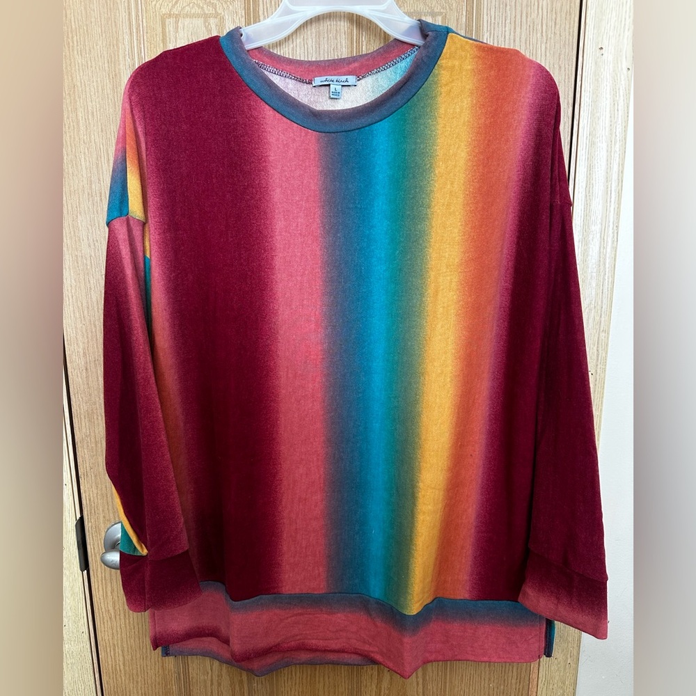 White Birch Multicolor Striped Blouse Sz L - NWOT